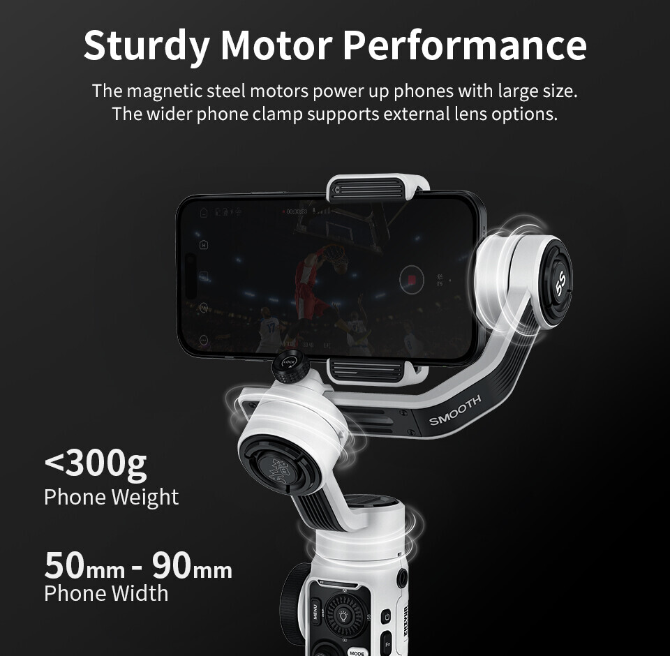 ZHIYUN Smooth 5S Combo, 3-Axis Gimbal Stabilizer with Light for iPhone Android