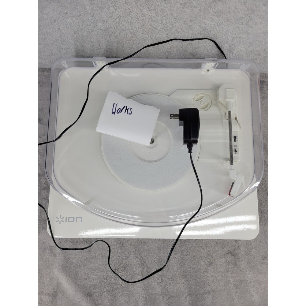 ION Photon LP 3-Speed USB Turntable Record Player with LED Lighting White Works
