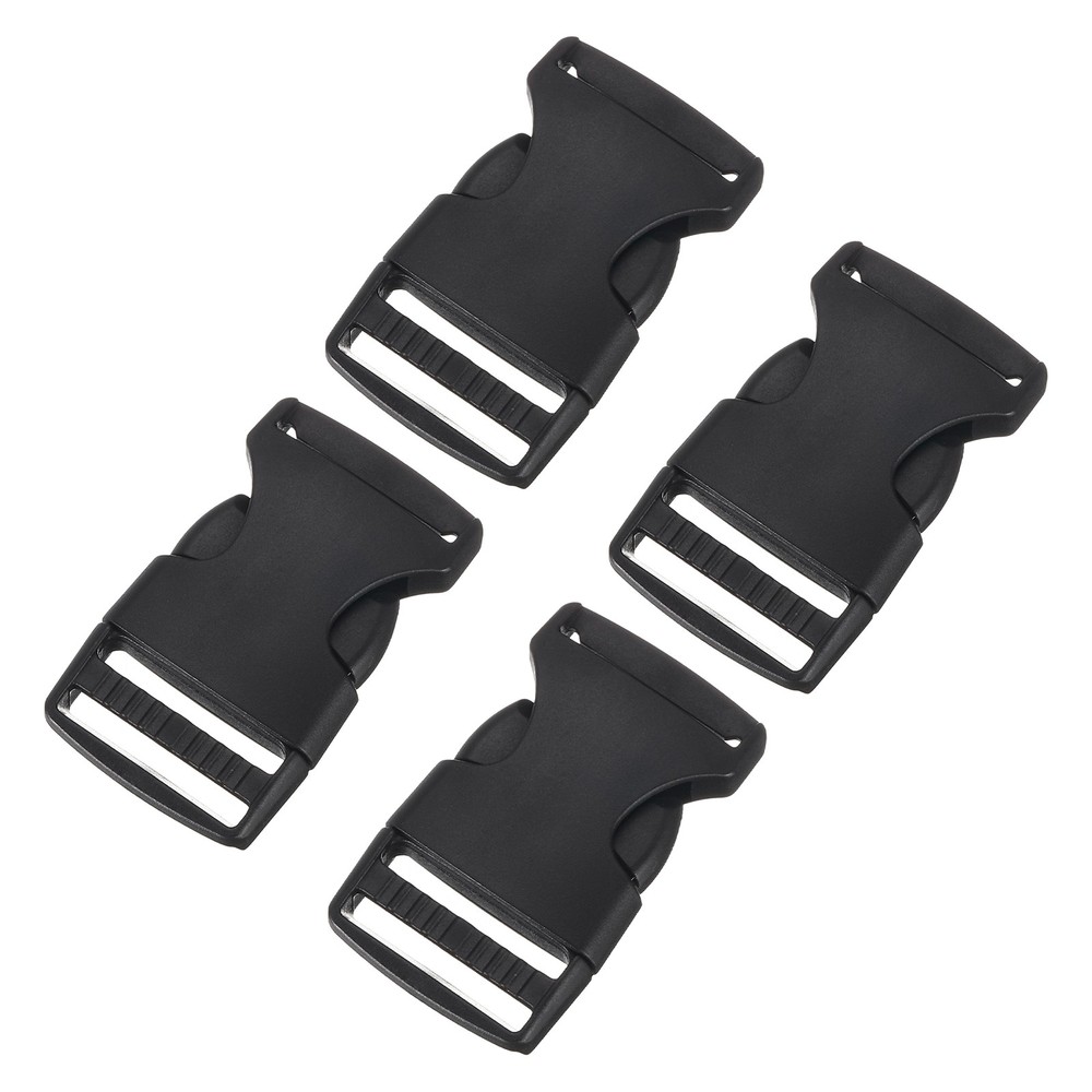 4Pcs 1" Plastic Dual Adjustable Side Release Buckle for Backpack Strap Black