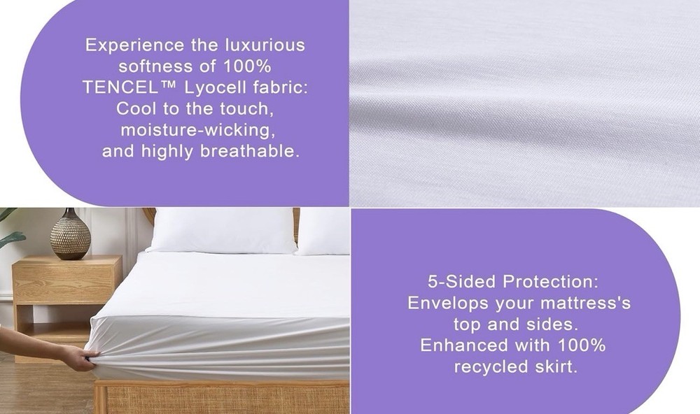 Mattress Protector 5 Sided PROTECT MYSLEEP Twin Size Mattress Protector - White