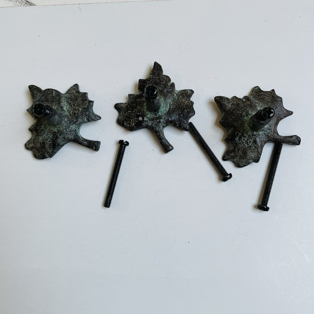 Bauerware 3 Maple Leaf Rustic Iron Knob Pull Drawer Door Handle Cabinet Decor