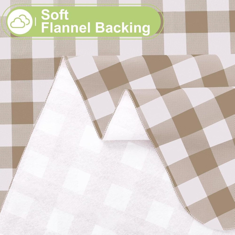 Smiry Rectangle Vinyl Table Cloth, Waterproof Buffalo Flannel Backed Tablecloth,