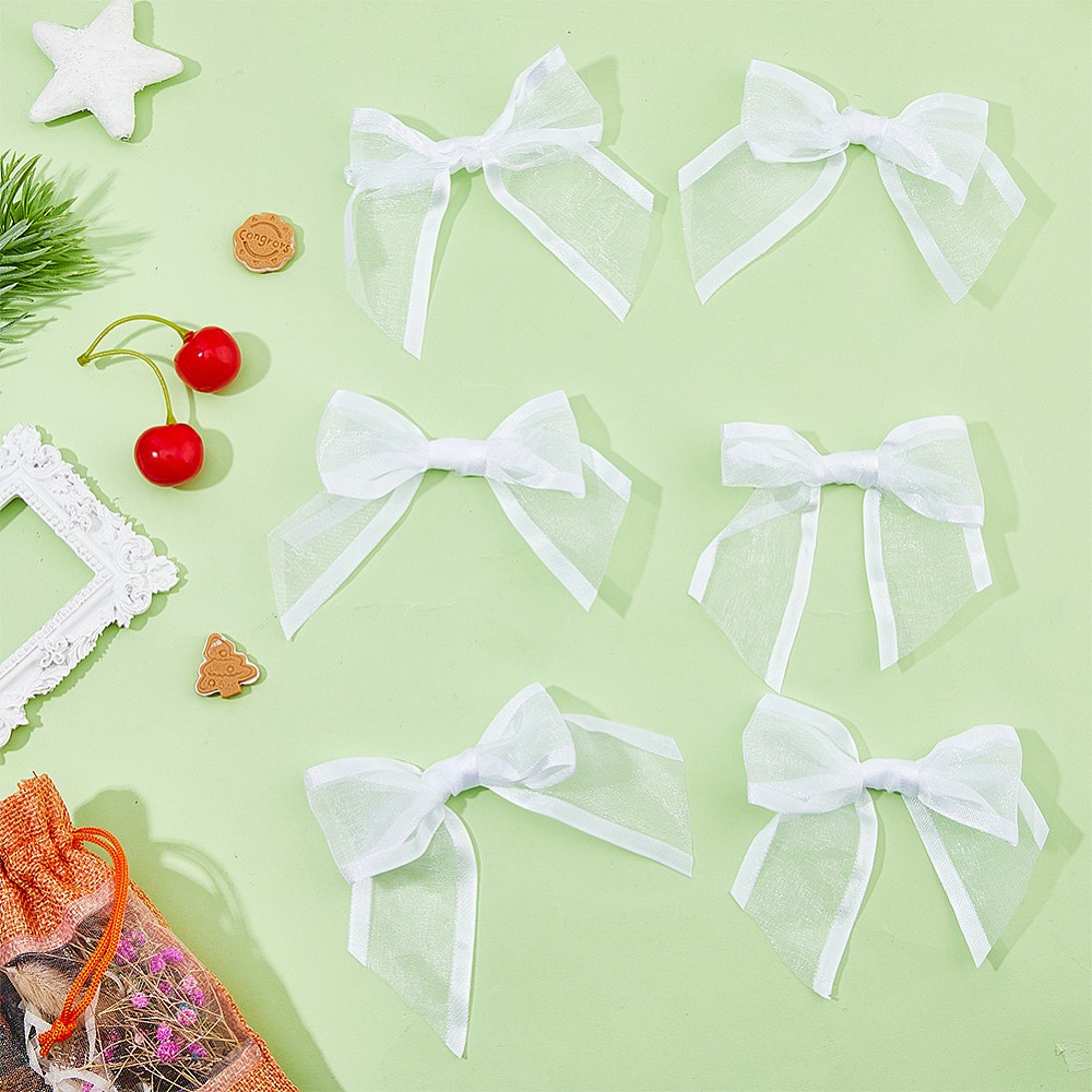 30pcs Polyester Packaging Ribbon Bowknot with Iron Wire Twist Ties for Gift Wrap