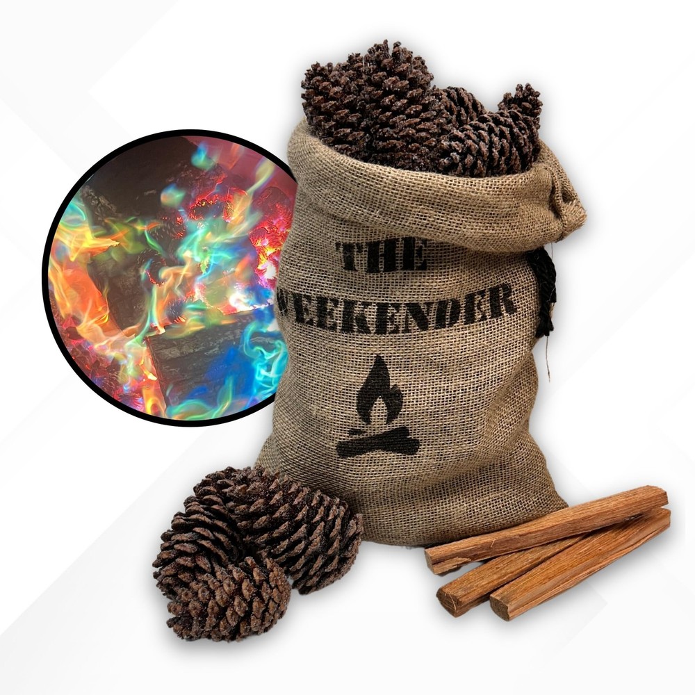 Cones The Weekender Bundle-30 Color-Changing Pine Cones & Fatwood Firestarter...
