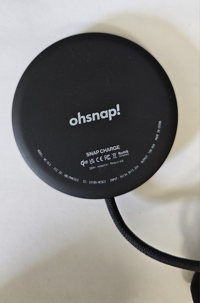 OhSnap Qi2 Wireless Magsafe Snap Charge Black