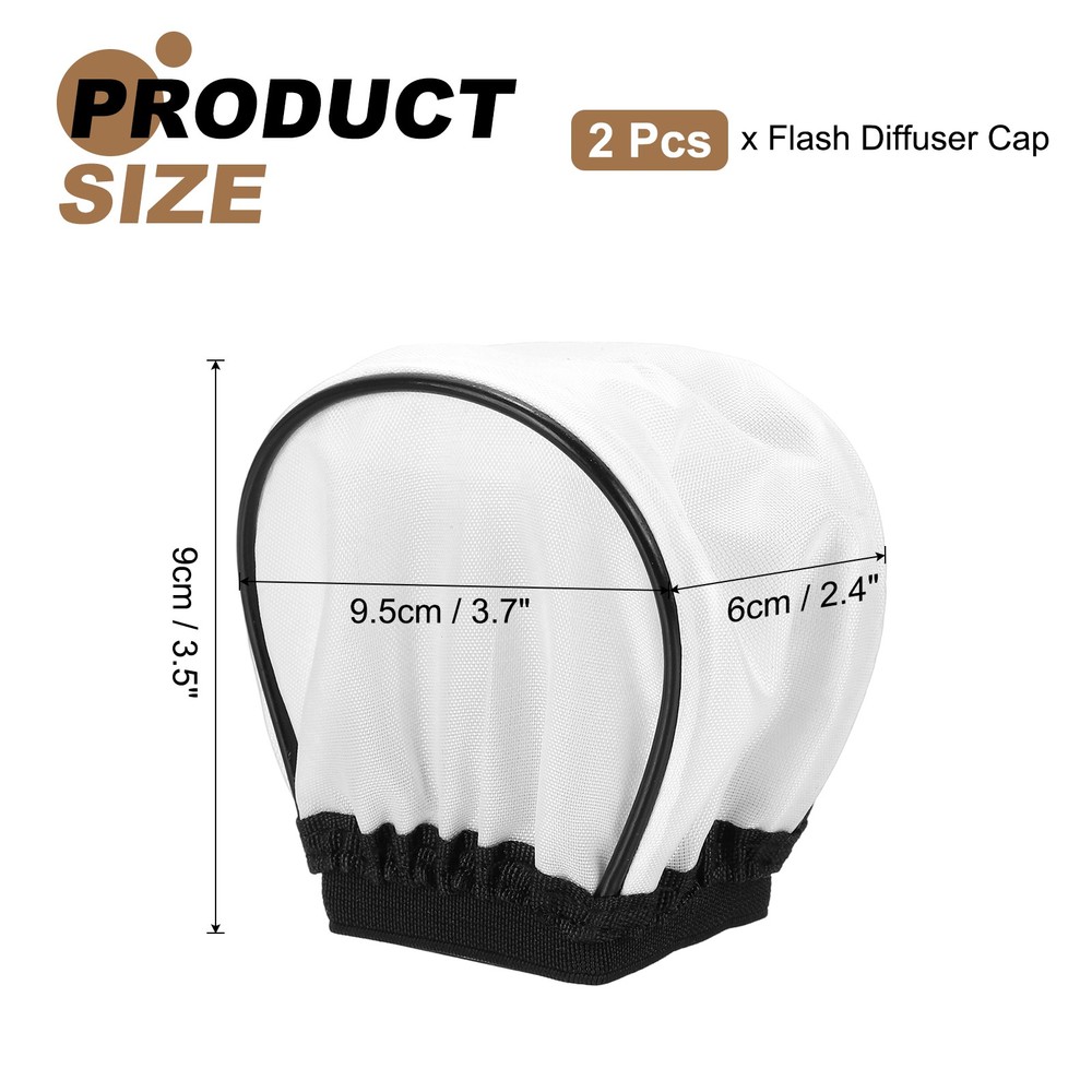 2pcs 3.5" x 3.7" Soft Mini Flash Bounce Diffuser Cap, for Flashlight, White
