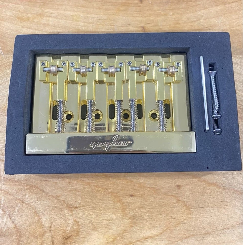 Guyker Bass Bridge, 5 String Bass Bridge with Solid Roller Saddle Adjustable