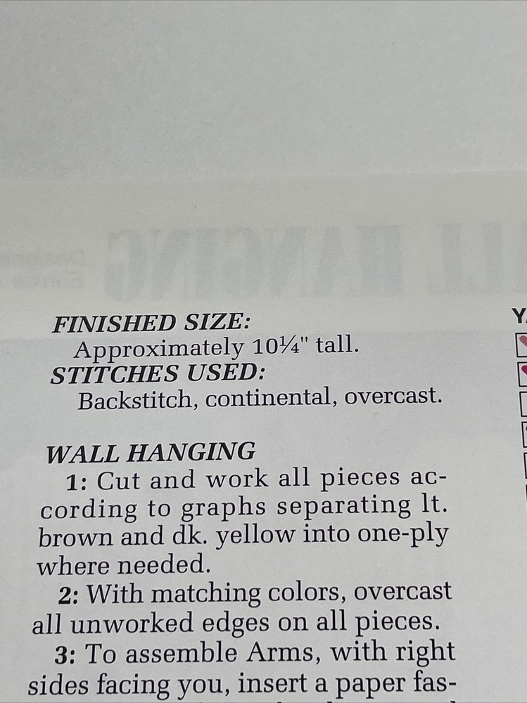 Annie's Attic Rabbit Wall Hanging Plastic Canvas Pattern Card