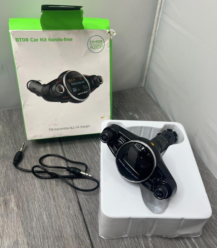 Bt08 Hands-Free Wireless Bluetooth Car Kit & Fm Transmitter, Black