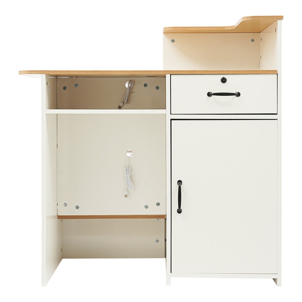 Commercial Reception Desk with LED Lights and Ample Storage Space