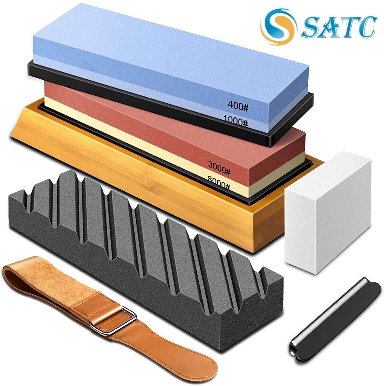 Knife Sharpening Stone Set Professional Whetstone 4 Side Grit 400/1000 3000/8000