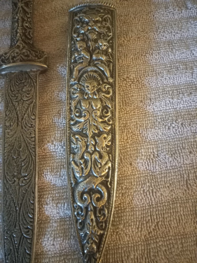 Antigue Kindjal Dagger With Scabbard.