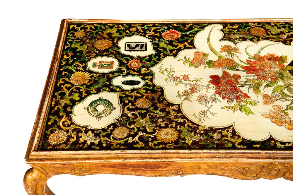 Hollywood Regency Painted Polychromed Low Coffee Table ca. 1940