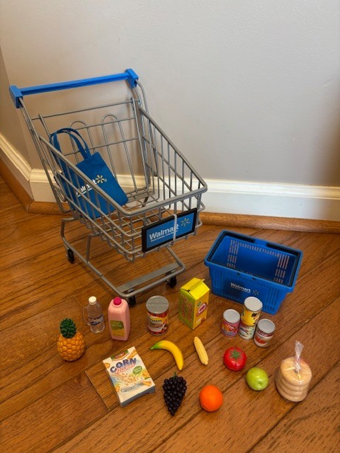 "My Life As" Walmart Mini Shopping Cart & Hand Basket with Mini Groceries