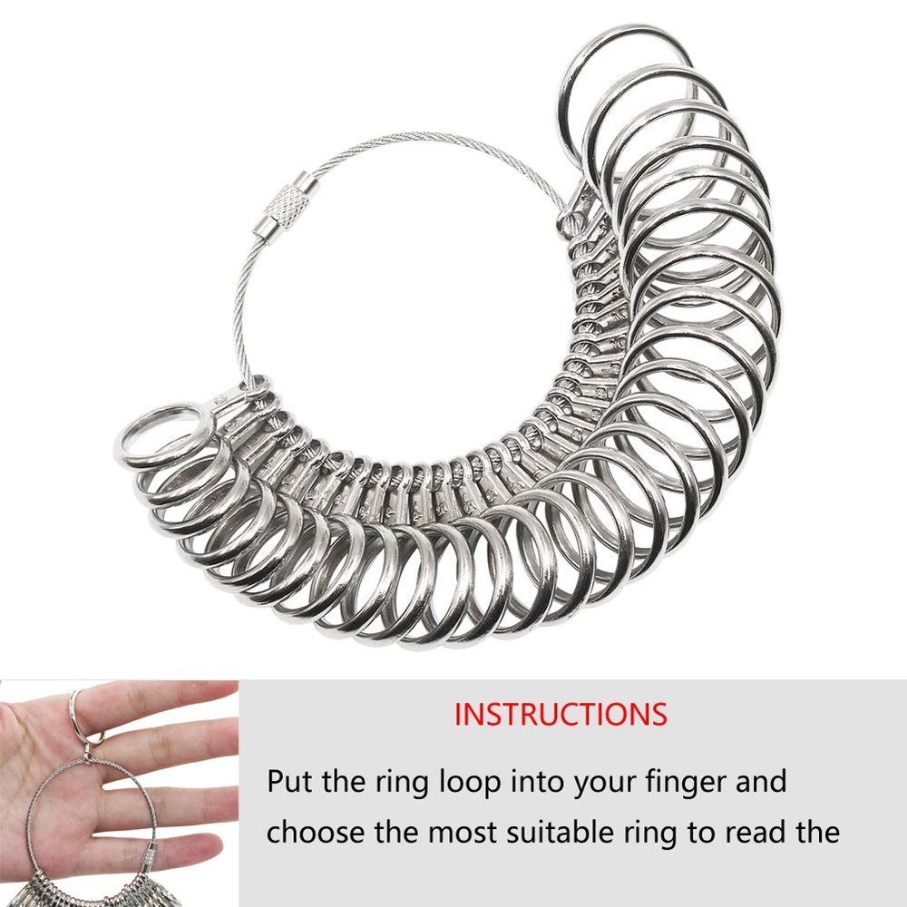 HEYMOUS Ring Sizer Mandrel Measuring Tool Steel Sizing Gauge Sizers Set...