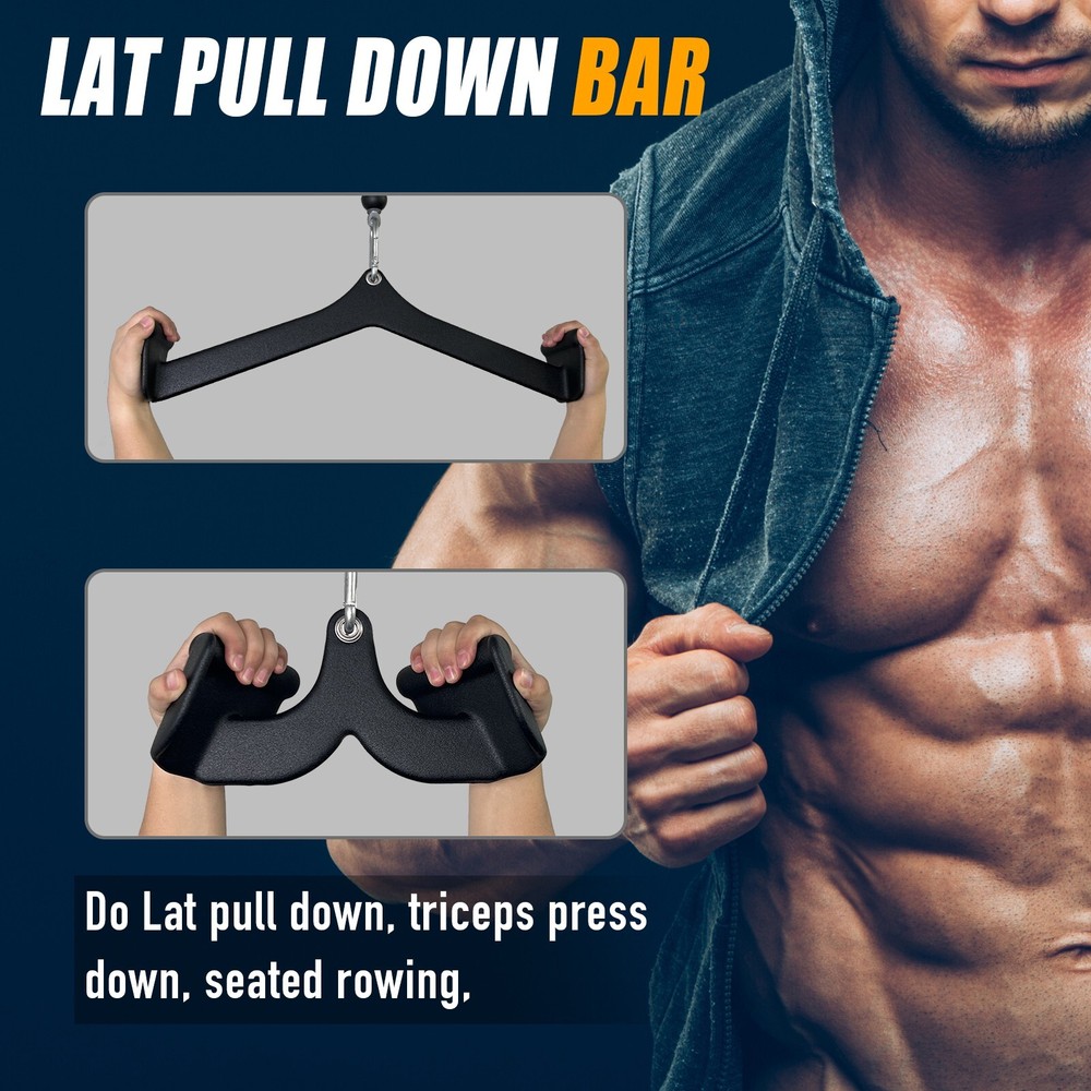 Fitness Rowing Pulley Cable Machine Attachment Handle Grips Lat Pull Down Bar