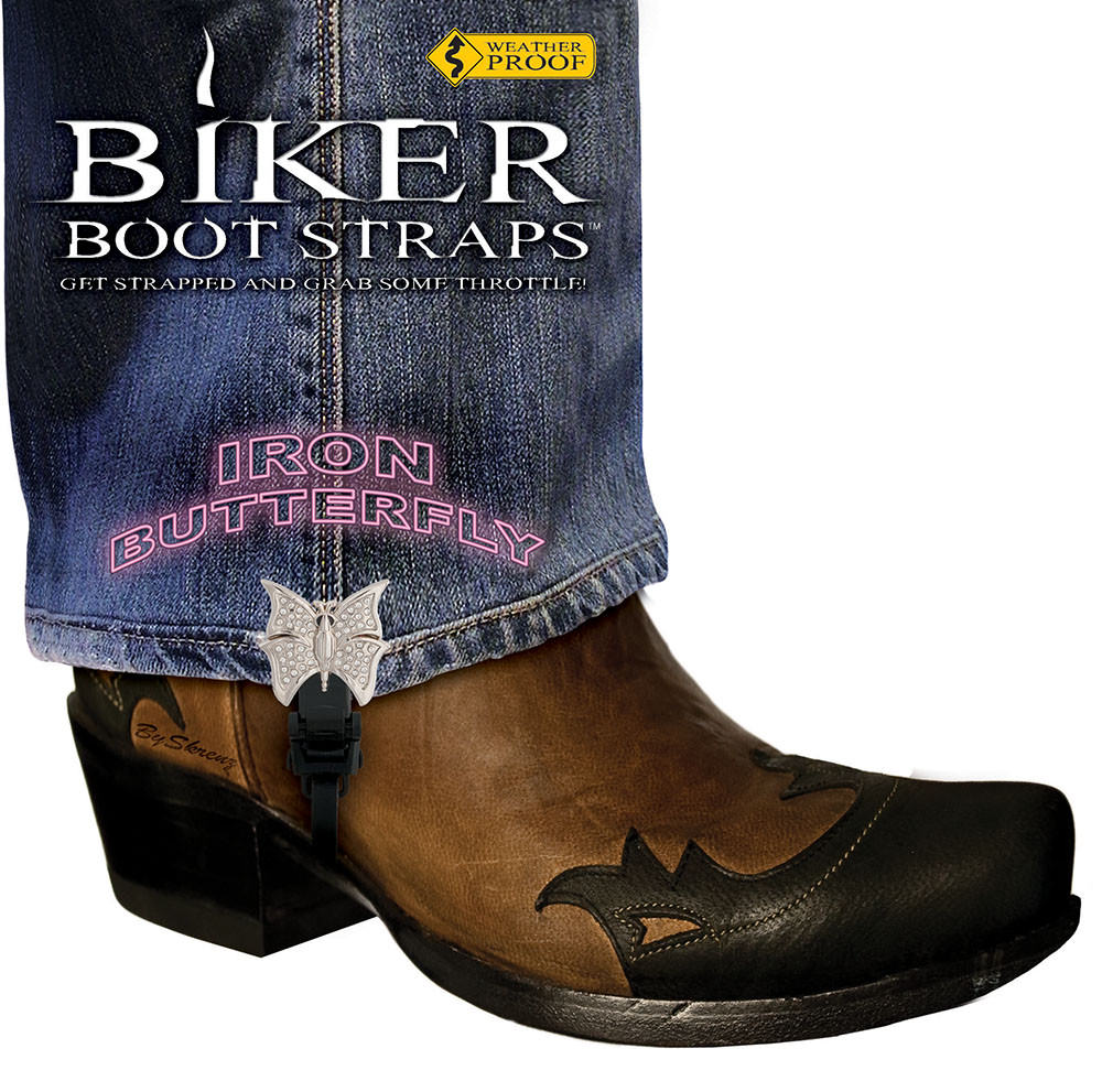 4" Iron Butterfly Biker Boot Straps