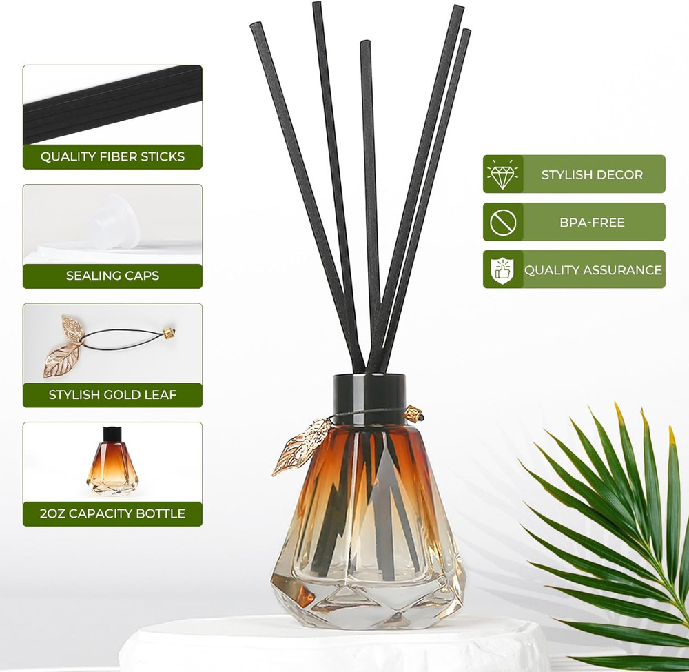Reed Diffuser, 4Pcs Reed Diffuser Empty Bottles with 20Pcs Reed Diffuser Sticks,