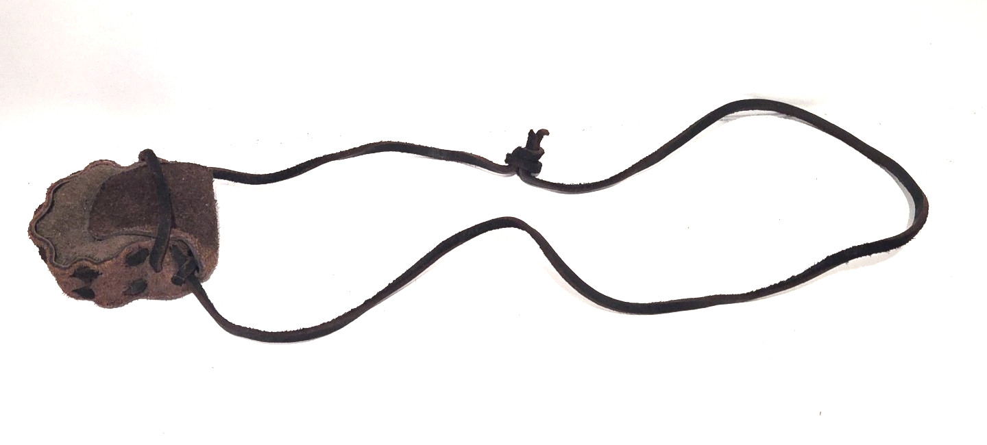 Handmade Native American Medicine Bag Small Leather Brown Small Drawstring