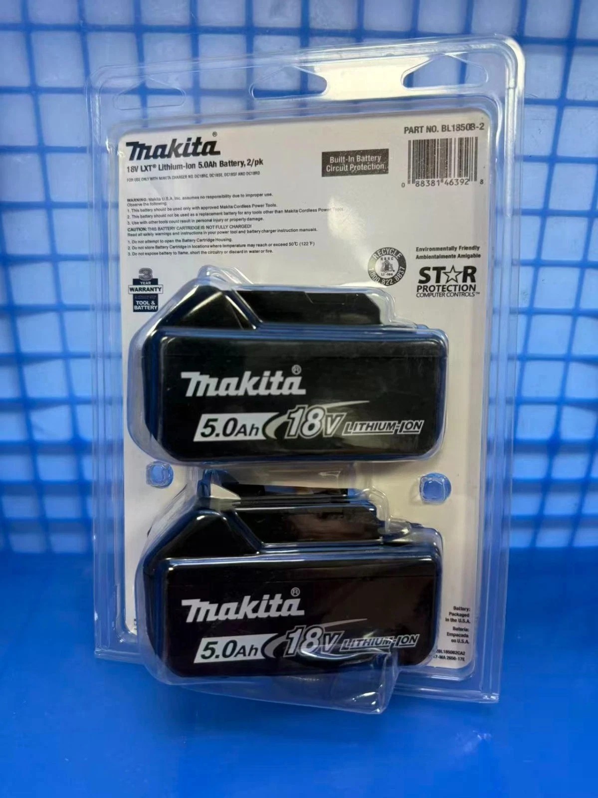 2 PCS Makita BL1850B-2 18V LXT Lithium‑Ion 5.0Ah Battery New In Pack Power Tool