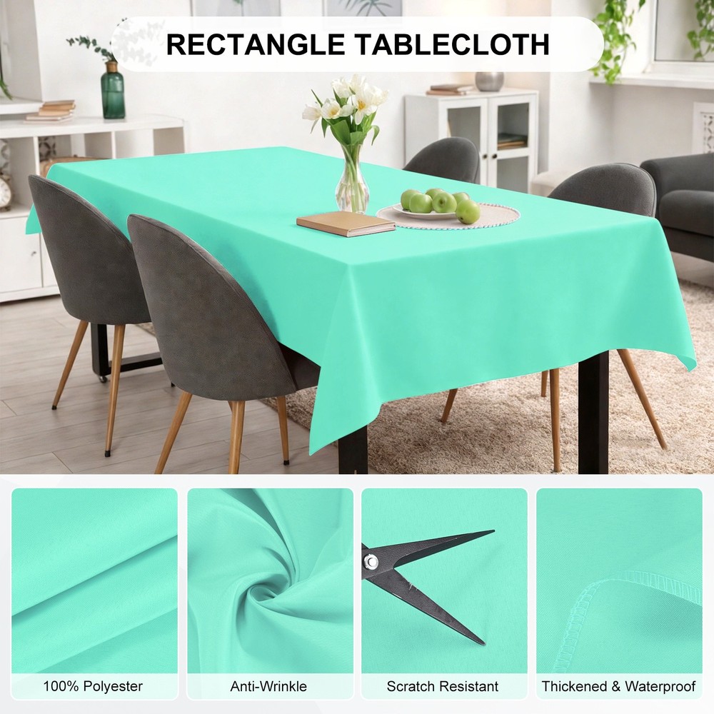 150x300cm Rectangle Tablecloth, Thickened Polyester Table Cloth Turquoise