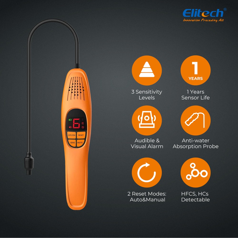 Elitech LD-100+ Heated Diode Refrigerant Leak Detector CFCs HCFCs HFCs HCs HFOs