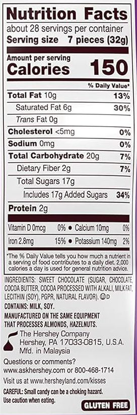 HERSHEY'S Kisses Special Dark, Mildly Sweet Chocolate Bulk Candy (5 Pound Bag)