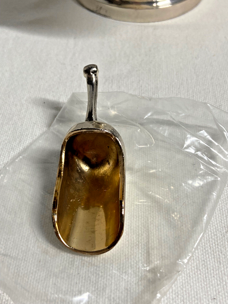 Vintage Silver Plate Ornate Floral Etching Pedestal Sugar Scoop Scuttle W/Scoop