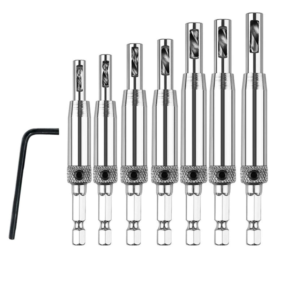 7pcs New Worry-Free Drilling Self Centering Hinge Hardware Drill Bit Set