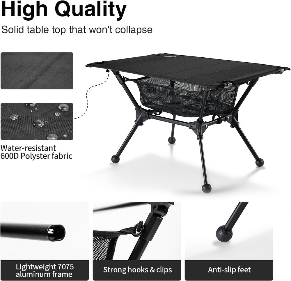 Camping Table, Lightweight Portable Folding Table with Mesh ...