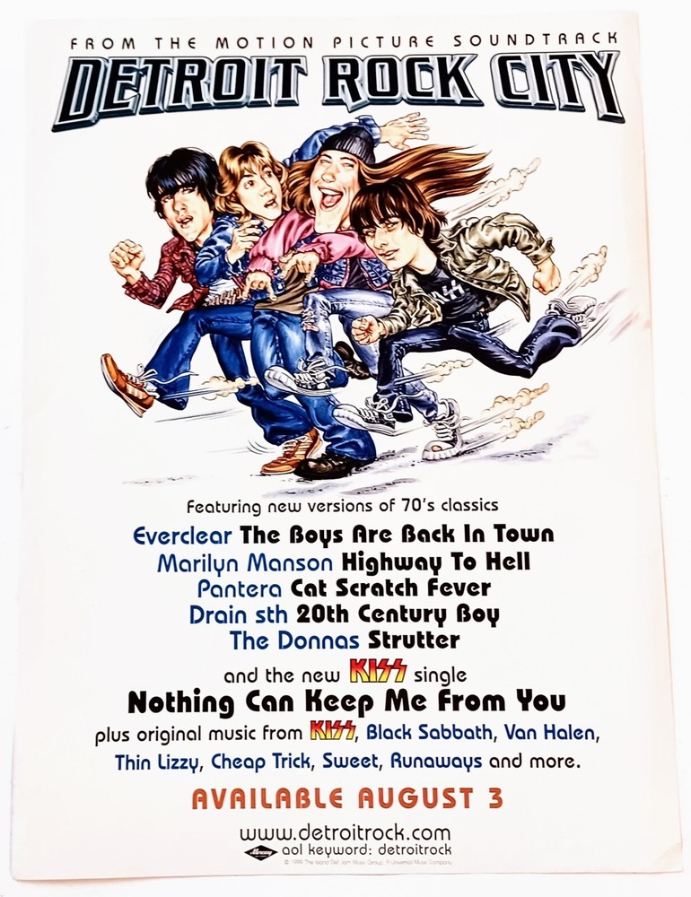 DETROIT ROCK CITY MOVIE SOUNDTRACK~KISS~1999 ALBUM PROMO AD ADVERT POSTER PINUP