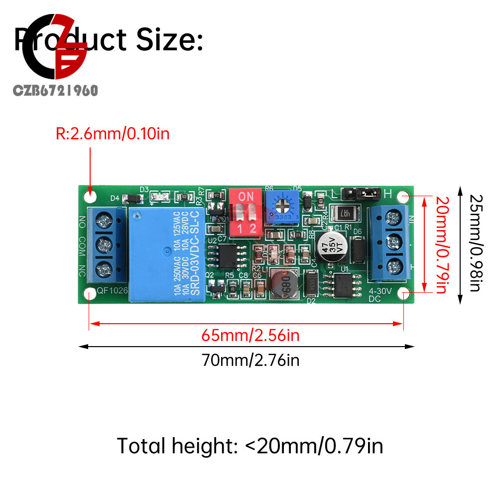 DC4-30V Power Adjustable Delay Relay Timer Control Module Trigger Delay Switch
