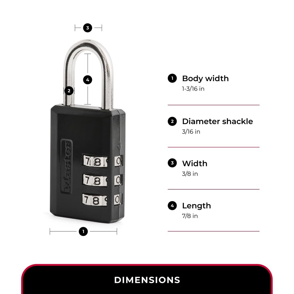 Master Lock Black Combination Padlock, Indoor Gym Locker 2 Pack,