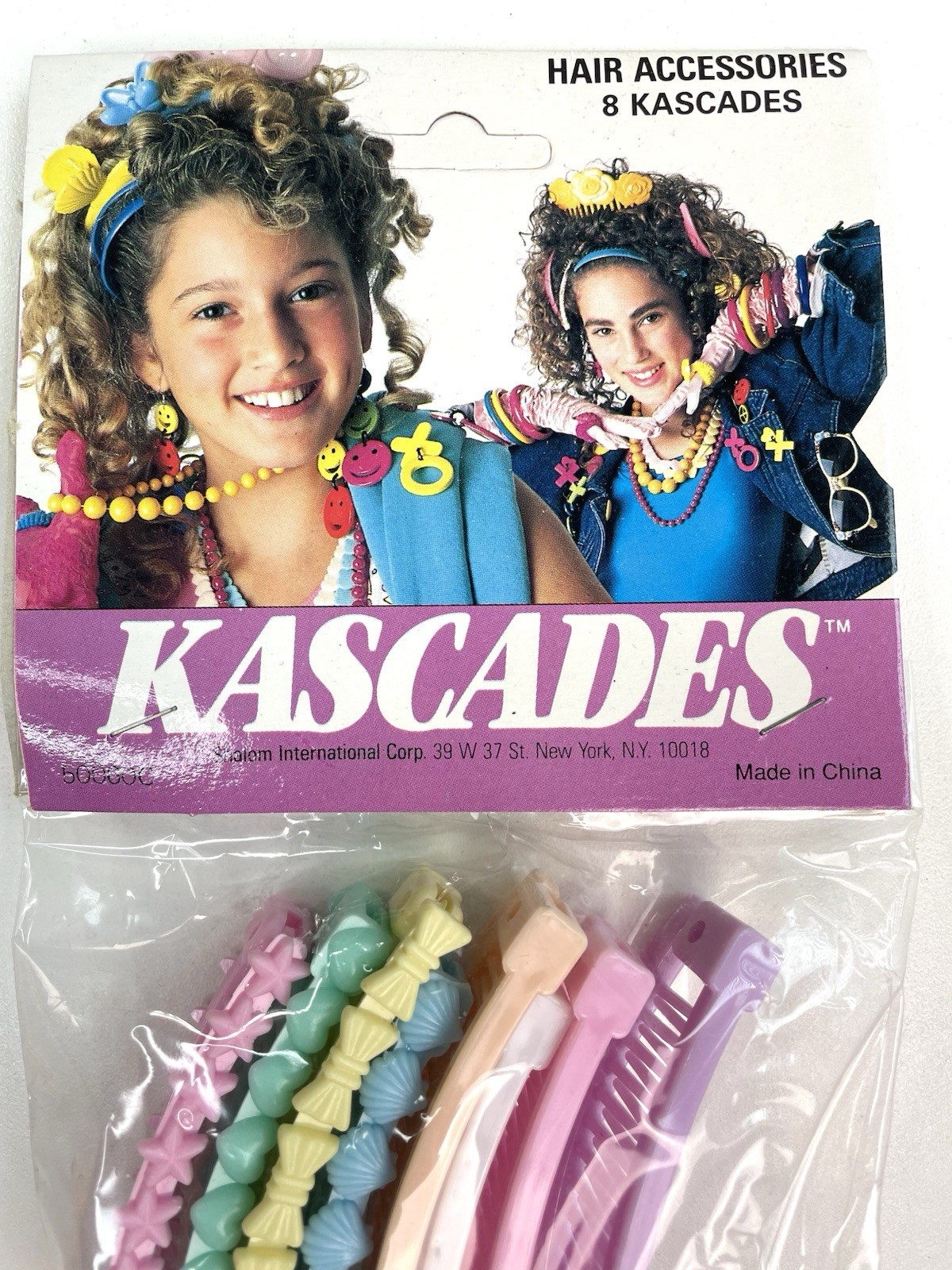 Vintage 80s KASCADES Banana Hair Clip Retro 8 Pack NEW