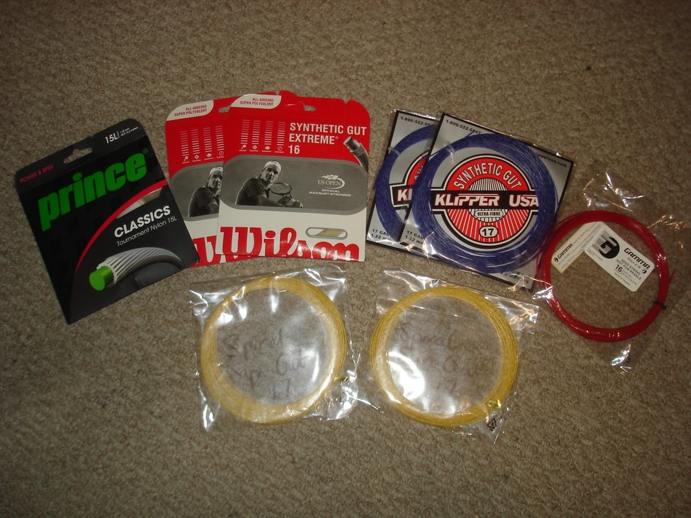 Multiple Tennis Strings - Prince, Wilson, Klipper, Gamma & Spiral