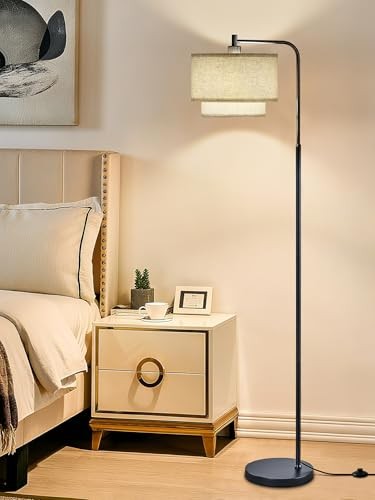 64" Modern Floor Lamp for Living Room Bedroom, Floor Lamp with 3 Color Black