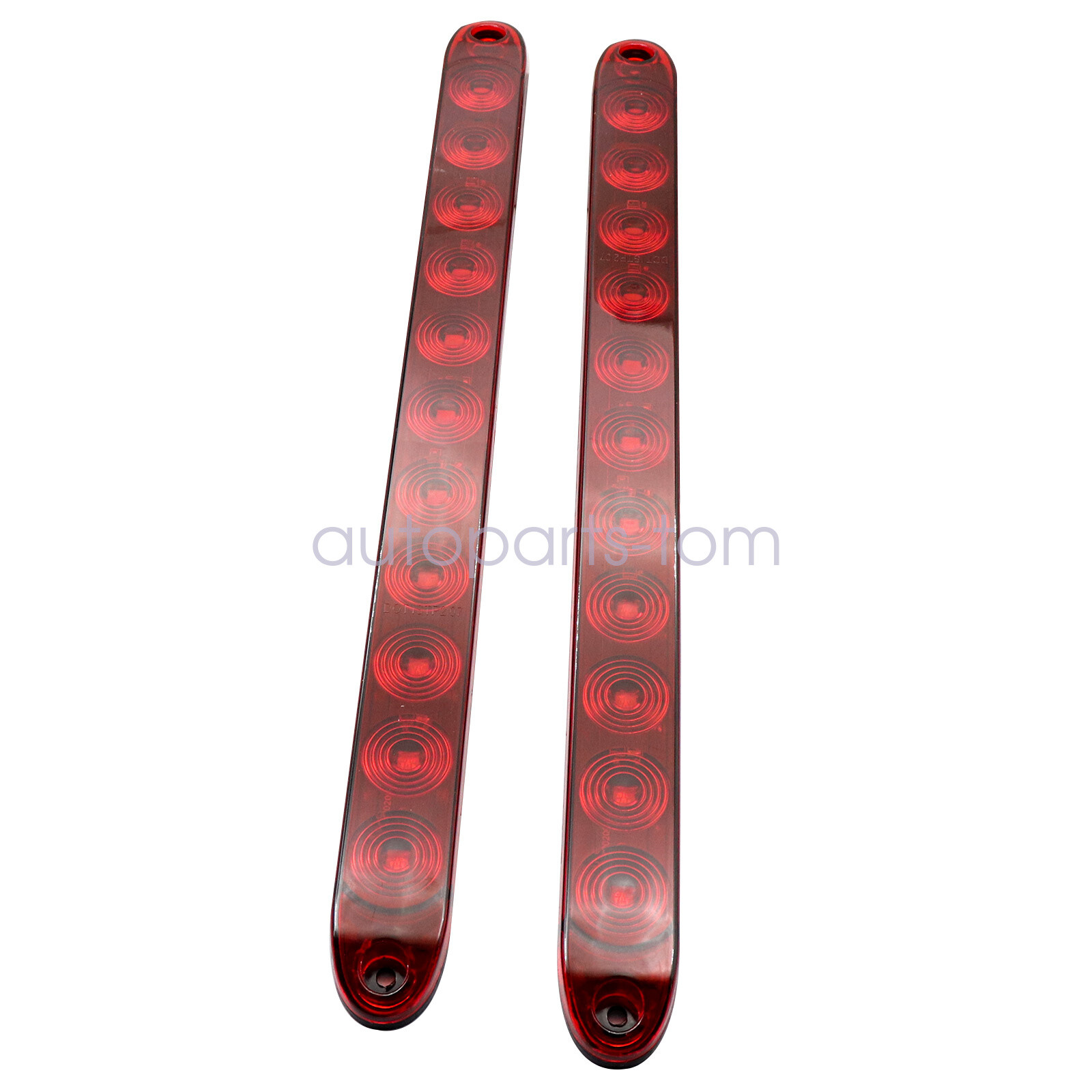 2Pcs 16inch Red Truck Trailer Light Bar 11 LED Stop Turn Tail Brake Lights Strip