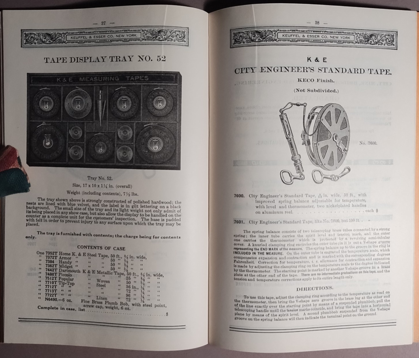 1926 Keuffel & Esser K&E Measuring Tape Folding Rule Catalog + Ink Blotter B6-26