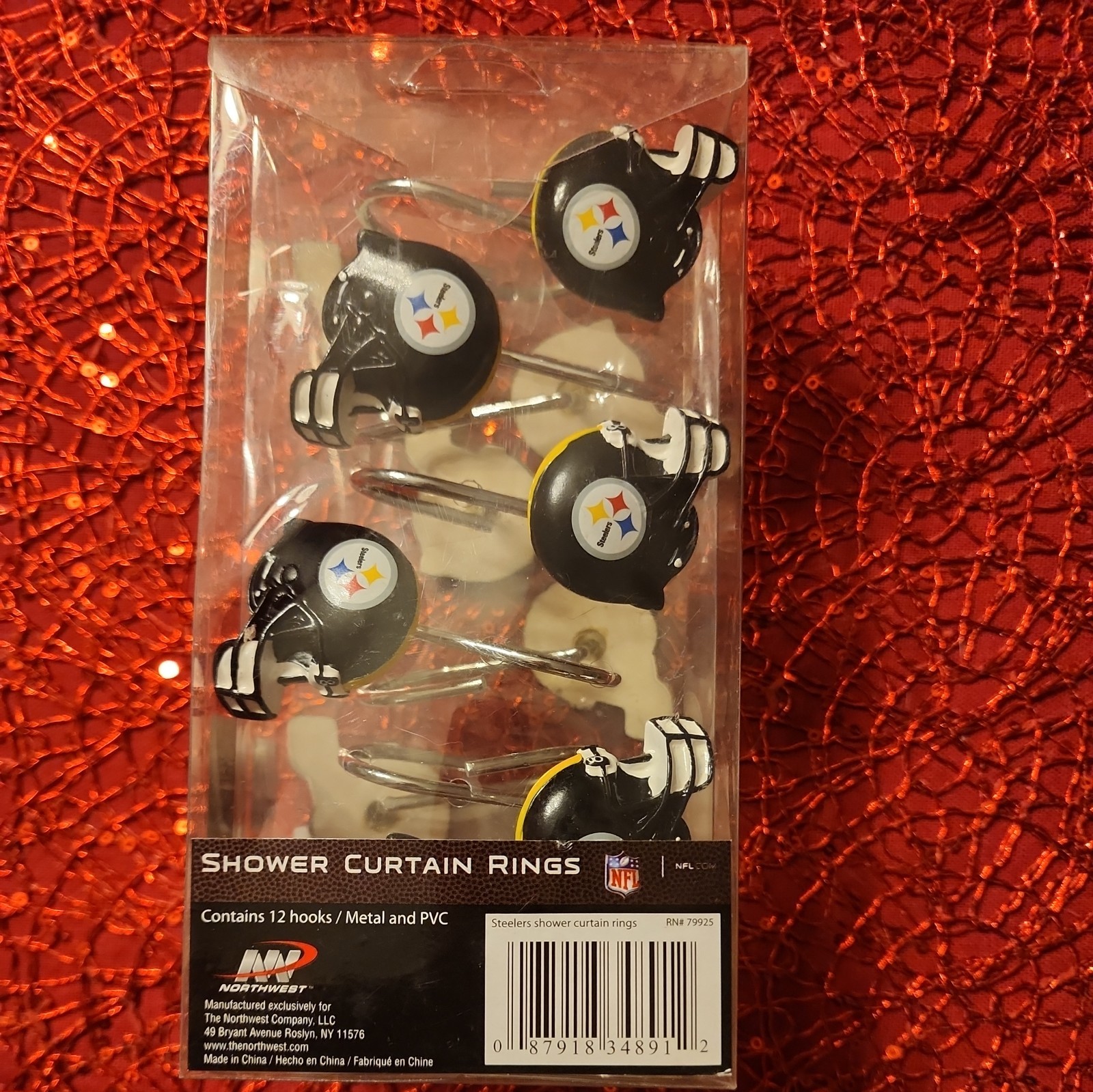 NFL Pittsburgh Steelers Entire Shower Endorsed by NFL* BRAND NEW CURTAIN &HOOKS*