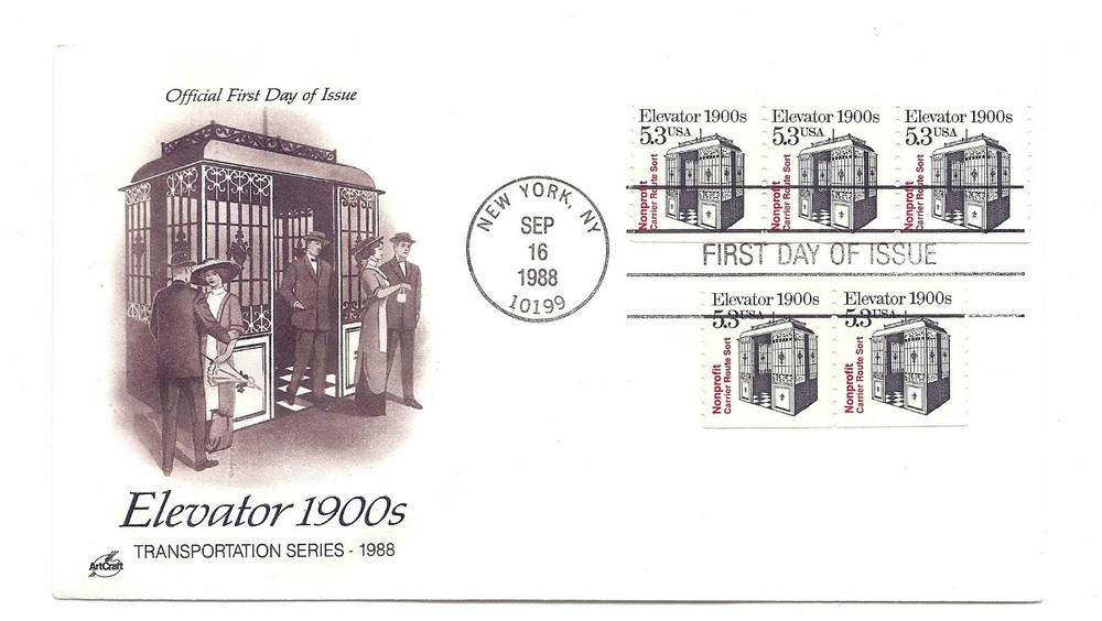 2254 5.3c Elevator 1900s ArtCraft (3+2), FDC