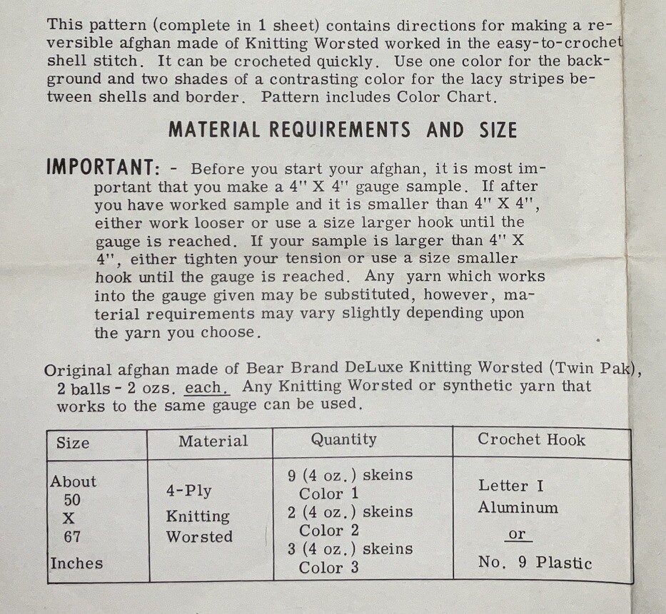#541 Vintage Afghan Pattern to Crochet (Repro)