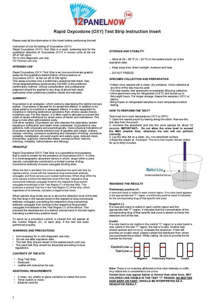 [25 Pack] OXY/Oxycodone Urine Drug Test Strips, Easy-Use, Accurate,