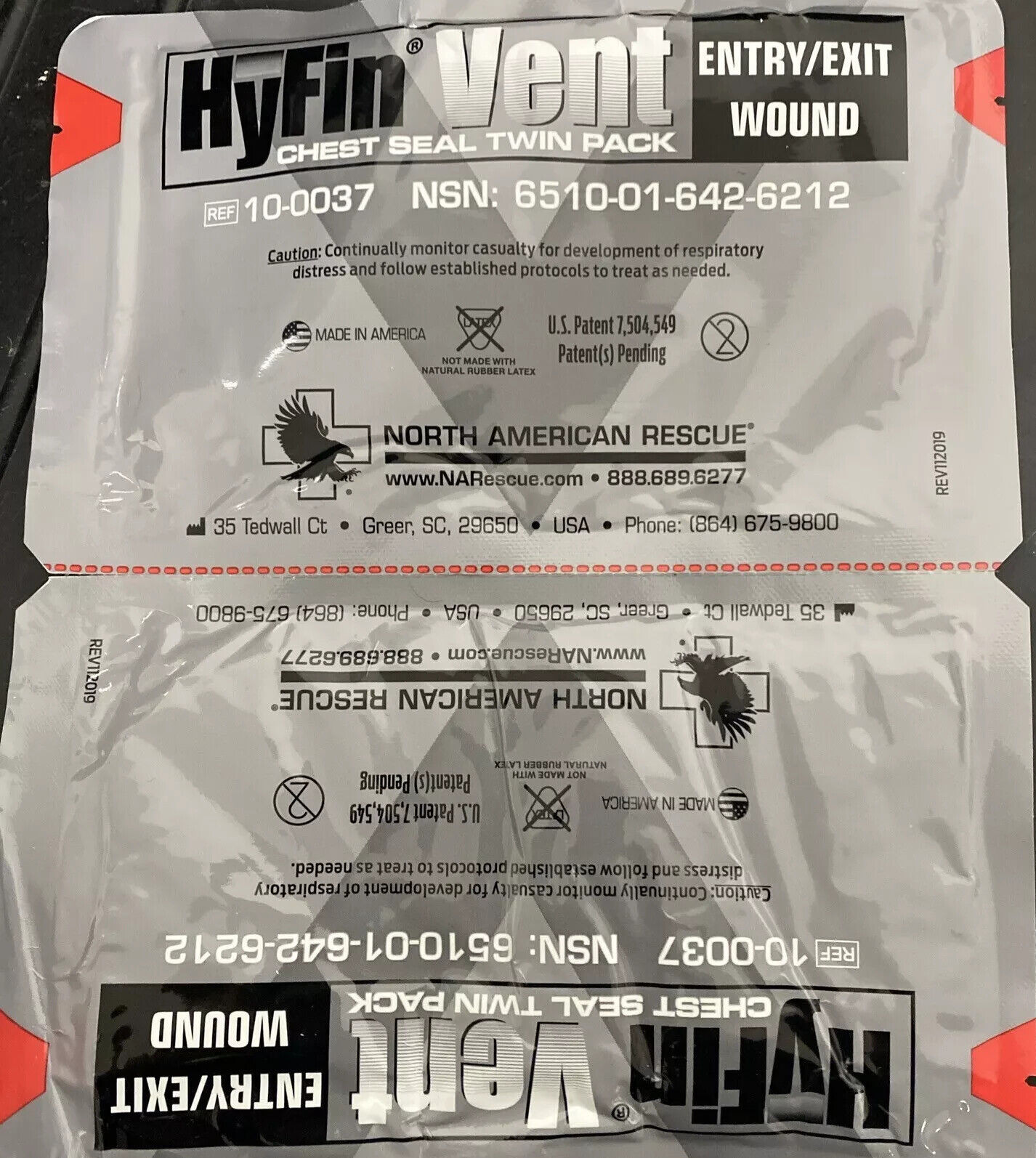 NAR Hyfin Vent Chest Seal Twin Pack 2027 North American Rescue 100037
