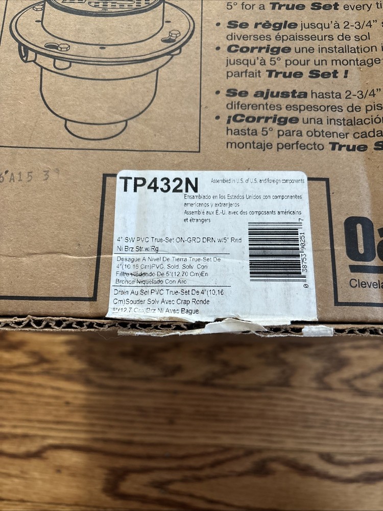 True Set Adjustable PVC Drain TP432N 4”