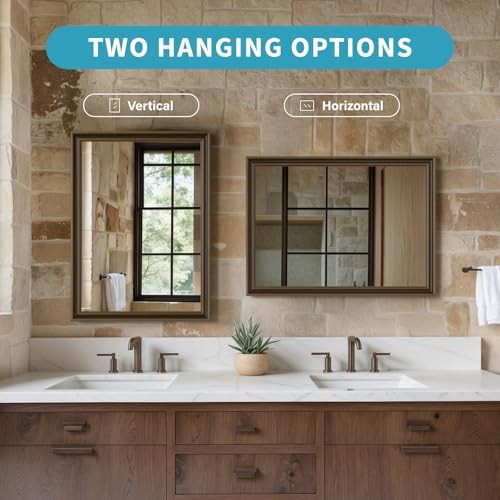 Effect Framed Wall Mirror, 36x36 Rectangle Mirror, 36"L x 36"W Retro Copper