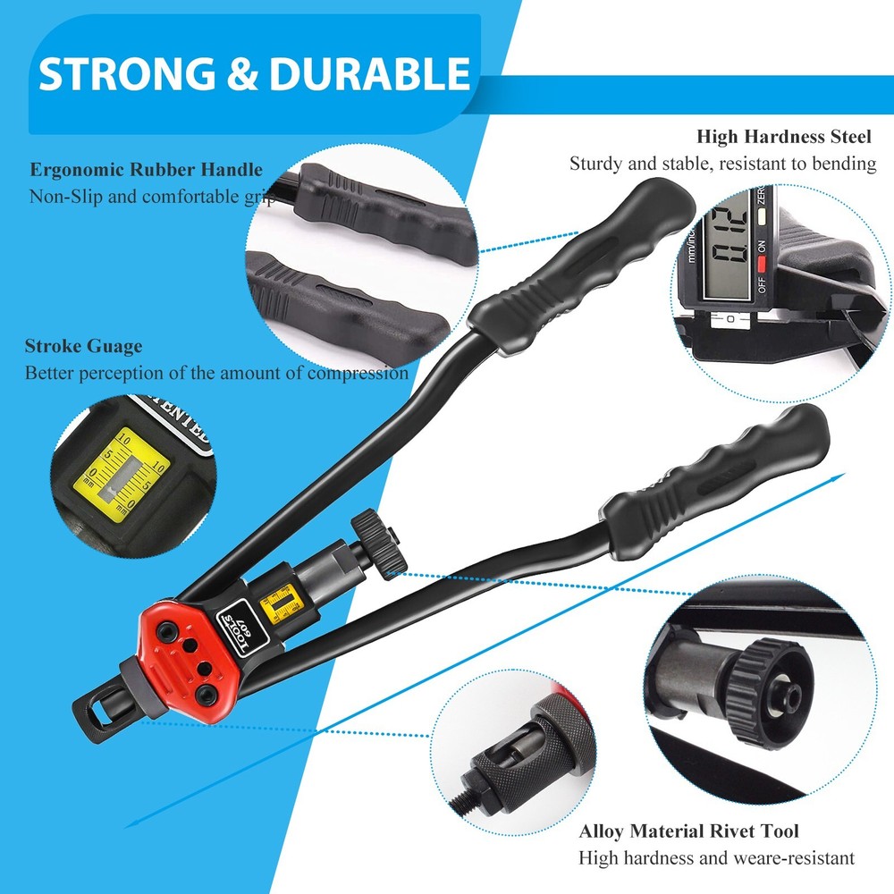 16" Rivet Nut Tool Kit w/ 11PC Metric & SAE Mandrels Thread Setting Tool Setter