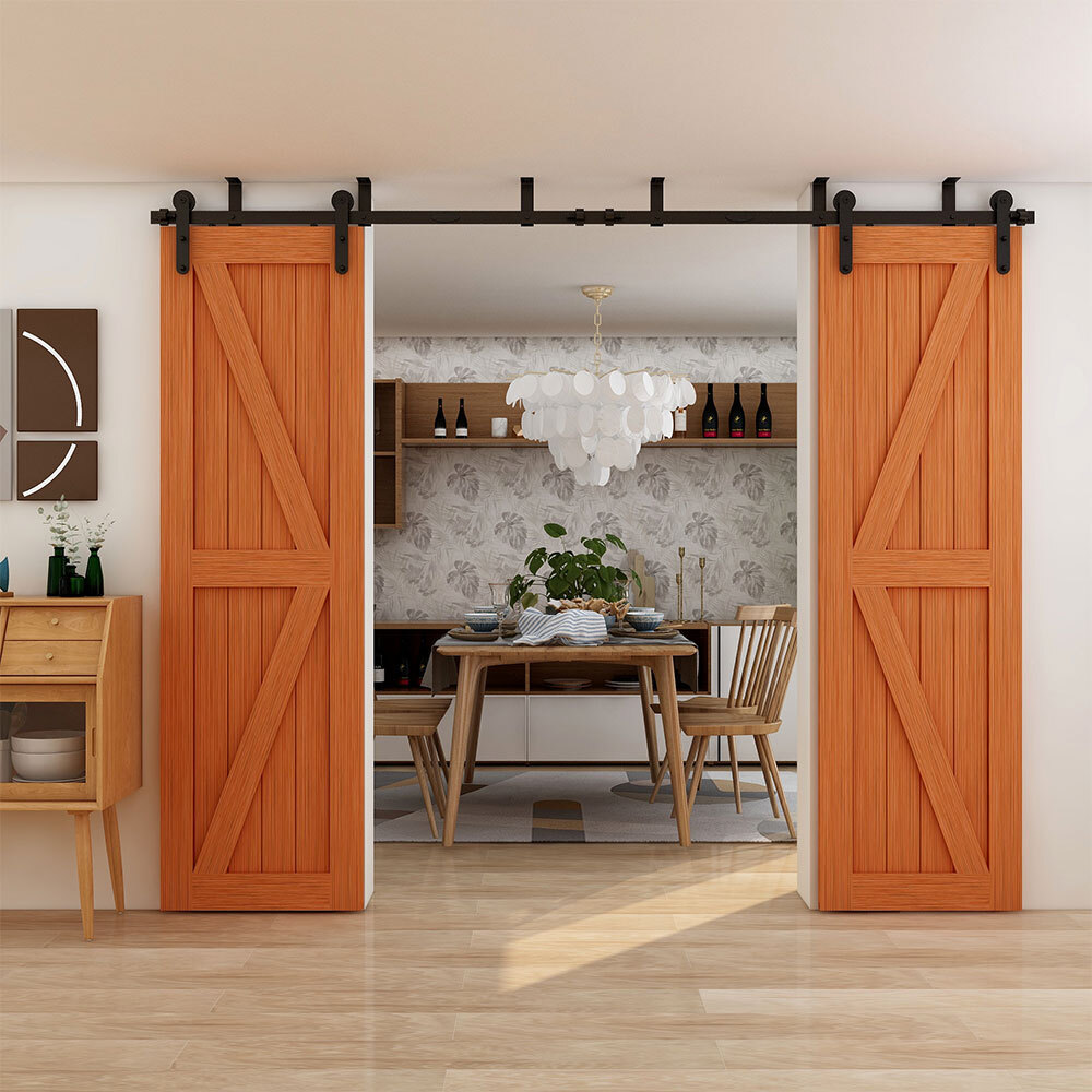 4-20FT Ceiling Mount Bracket Sliding Barn Door Hardware Track Kit Single/Double