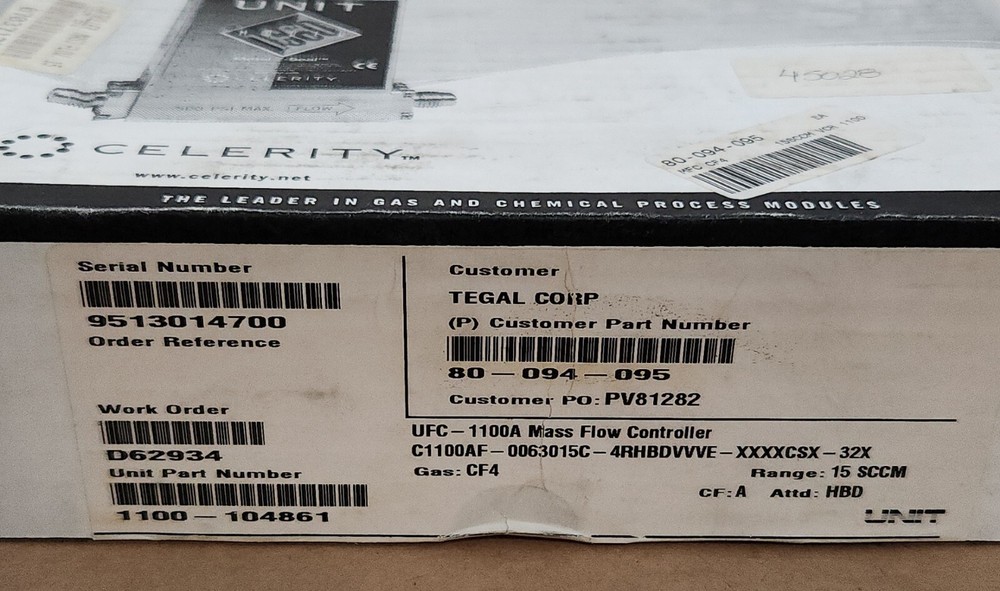 NEW Unit Instruments Celerity UFC-1100A Mass Flow Controller 15 SCCM + Warranty!
