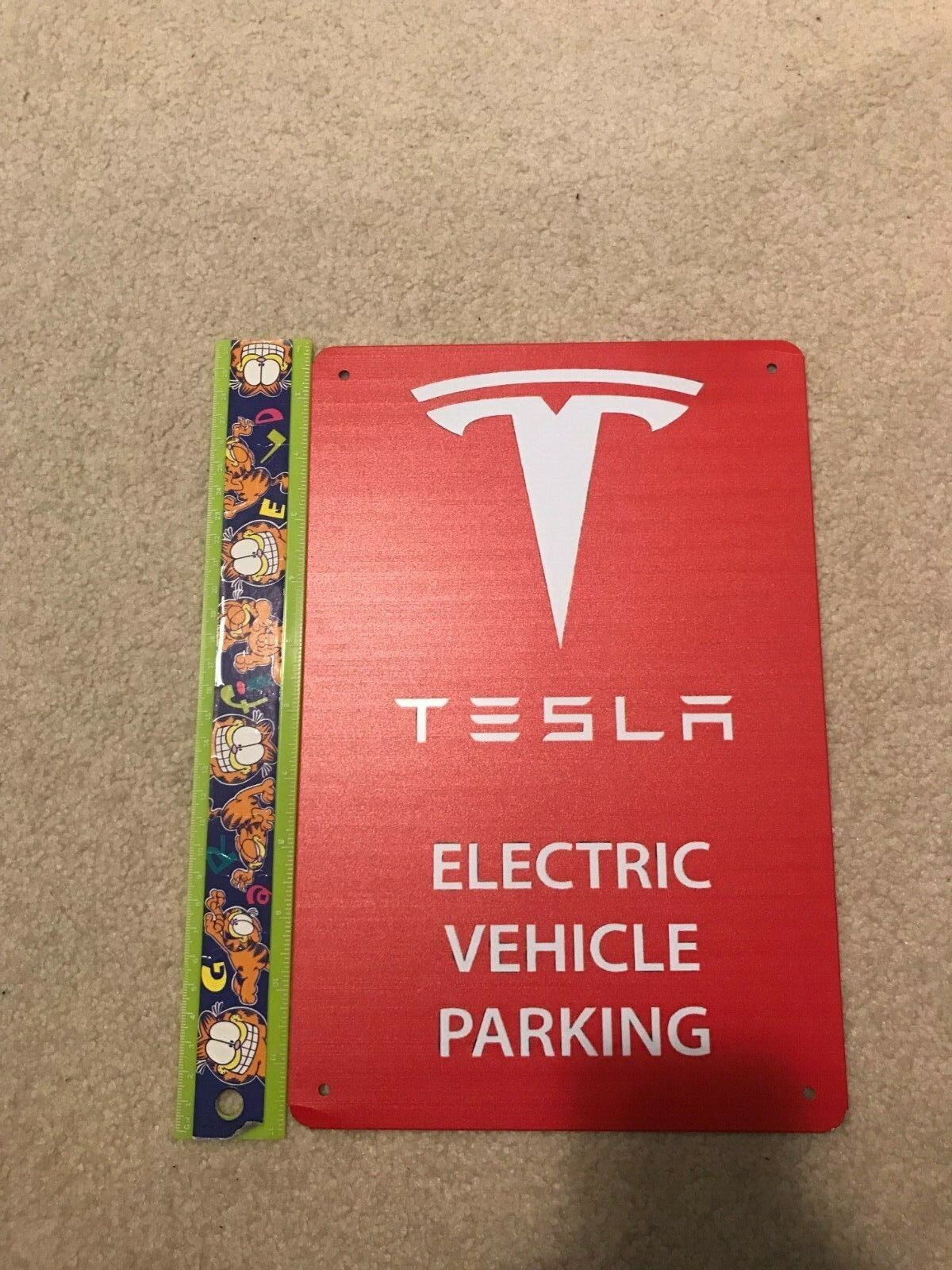 NEW Tesla Logo Parking Sign EV Electric Car on 8"x12" Metal Charging Garage Elon
