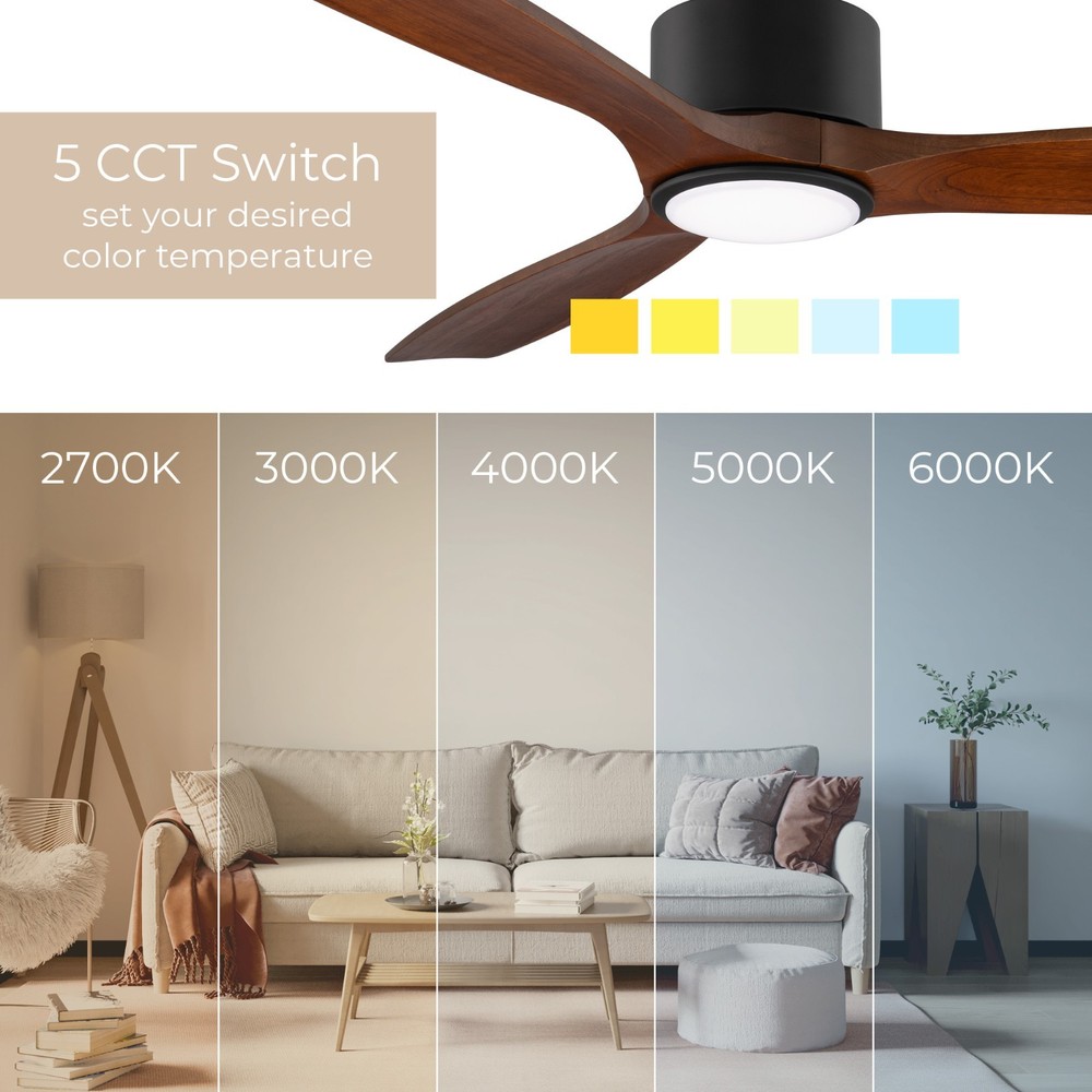 Madera 52in 3-Blade Smart Ceiling Fan in Koa with Solid Wood Blades